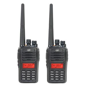 Komplet 2 prenosnih radijskih postaj PNI PMR R18, 446MHz, 0,5W, 128 kanalov, 16 PMR in 50 CTCSS ter 104 DCS tonov, FM radio, prog.