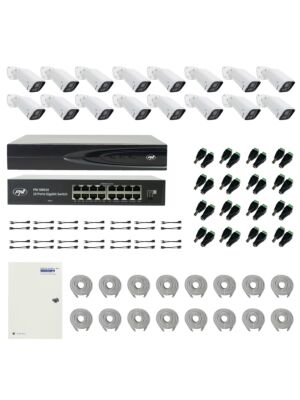 Paket PNI House IP816 NVR s 16 kamerami PNI IP740 4MP, virom, stikalom, kabli, vtiči in razdelilniki