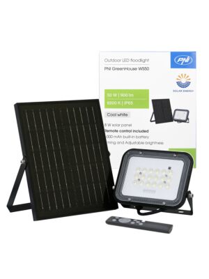 PNI GreenHouse WS50 50W LED reflektor s solarno ploščo, 6000mAh baterija, daljinski upravljalnik, nastavljiv čas in svetlost,